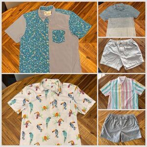 Chubbies Button Up Short Sleeve Shirts and Shorts bundle - Men’s Large